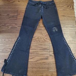 Noctex fan of flames toxic vision rock goth jeans size medium lace up killstar